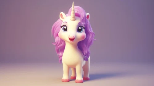 Adorable 3D Unicorn with Pink Hair