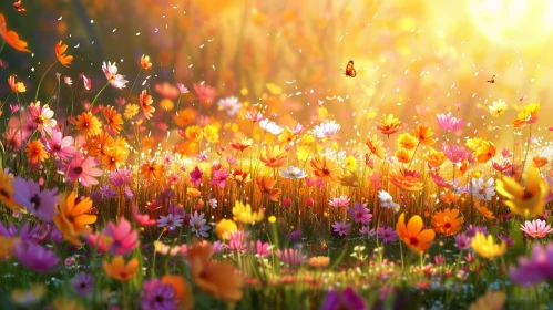 Blooming Field of Flowers: Nature's Colorful Palette