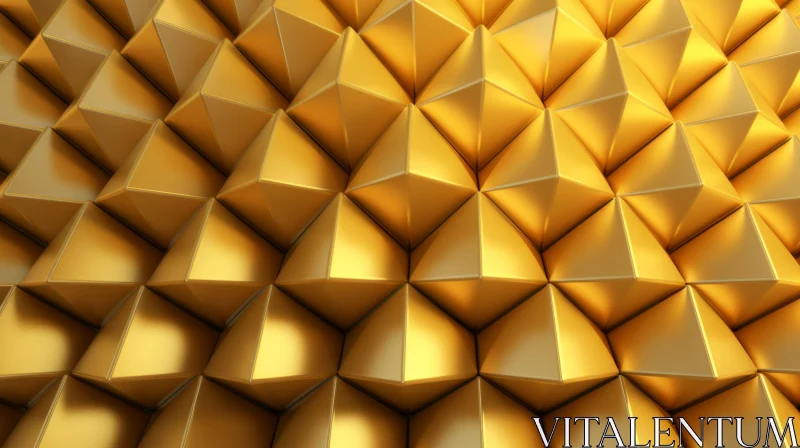 Golden Surface with Pyramids - 3D Rendering AI Image