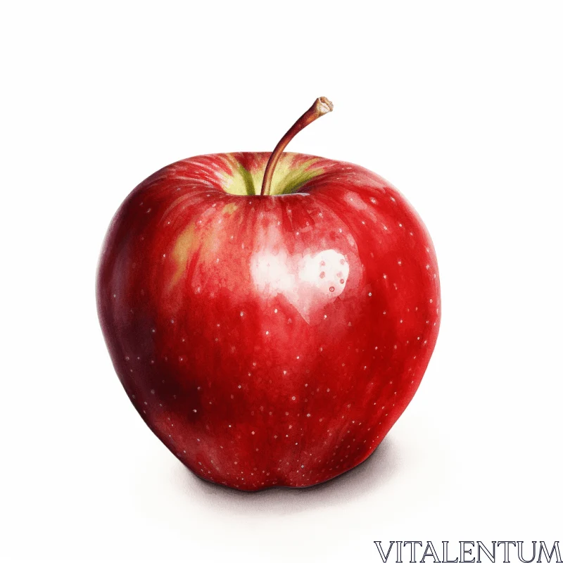 Captivating Illustration of a Red Apple on a White Canvas AI Image