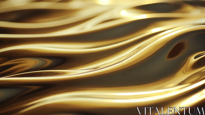 Elegant Gold Liquid Surface - 3D Rendering AI Image