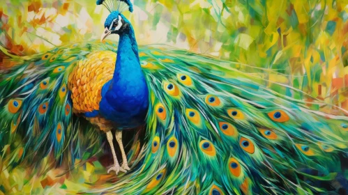 Exquisite Peacock Painting in Nature Setting