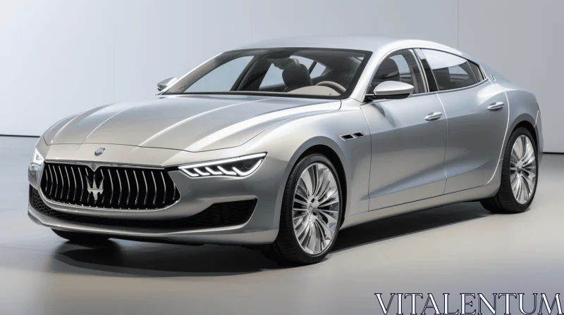 Grey Maserati Giuseppe Ghibli - Futuristic Retro Sketch-like Design AI Image