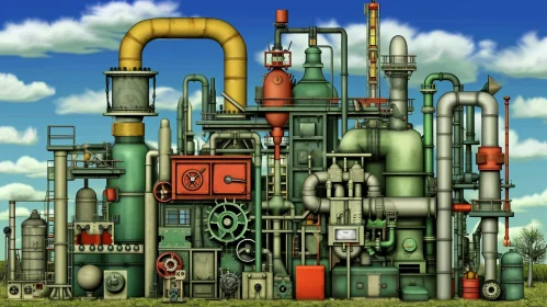 Industrial Factory Complex with Machinery and Pipes