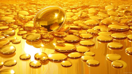 Luxurious 3D Gold Coins Rendering