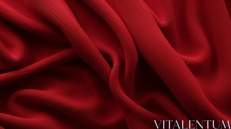 AI ART Red Crumpled Fabric - Elegant Textile Art