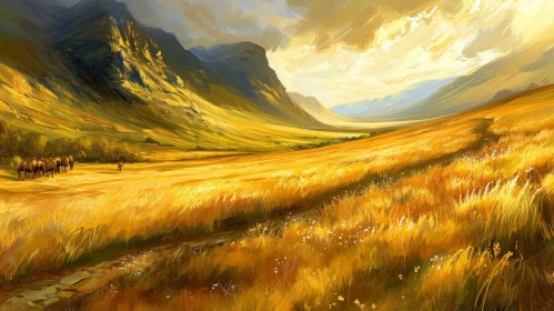 Serene Valley Landscape Painting