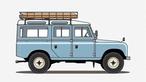 Vintage Land Rover Blue Clipart | Realistic Rendering