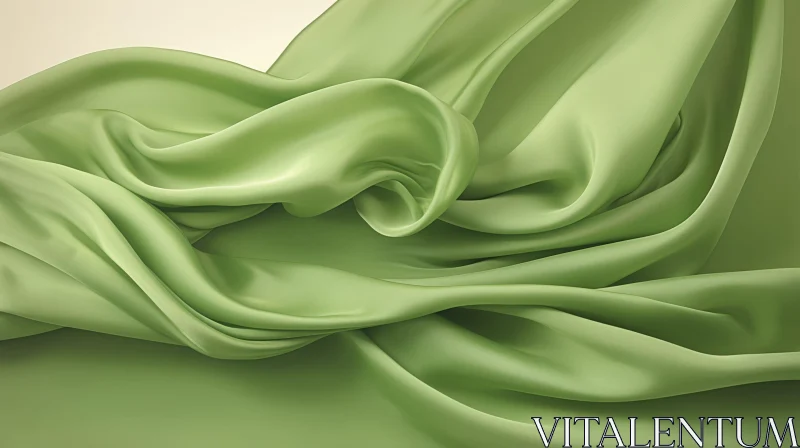AI ART Elegant Green Silk Fabric Drapery Texture