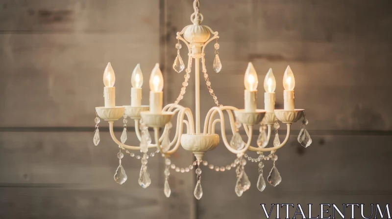 Elegant Metal Chandelier with Crystal Beads AI Image