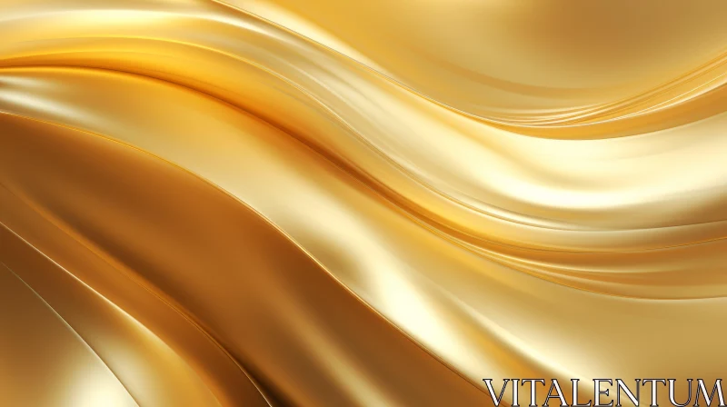 Golden Flowing Surface - Abstract 3D Rendering AI Image