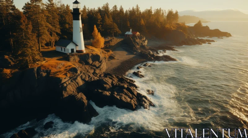 Majestic Lighthouse on Rocky Coast AI Image