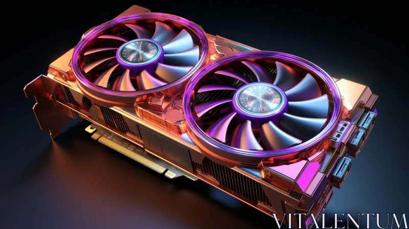 Modern Graphics Card with Rainbow Fans AI Image