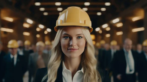 Young Female Construction Worker in Modern Factory