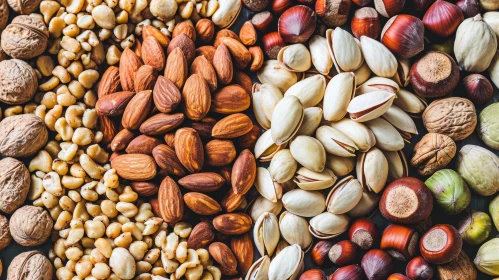 Assorted Nuts Close-up - Dark Background