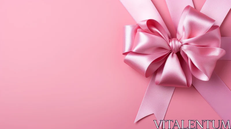 Elegant Pink Satin Bow on Soft Background AI Image