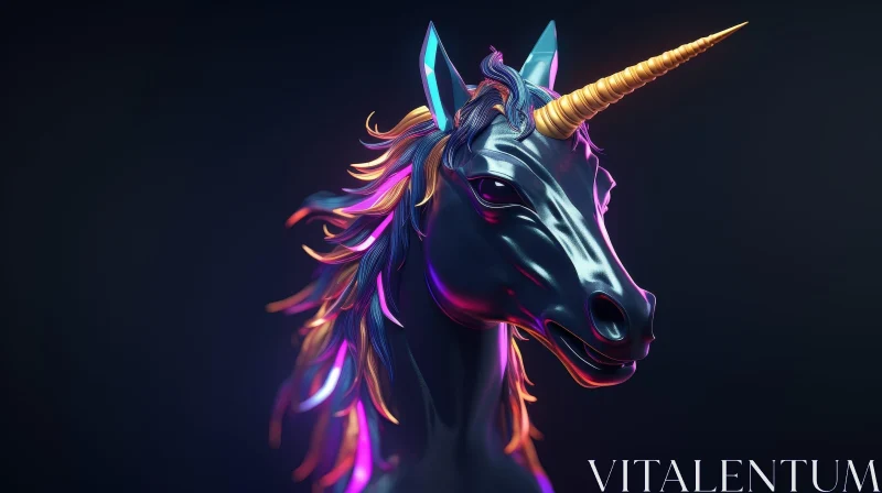 Enchanting Black Unicorn 3D Rendering AI Image