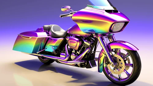 Colorful Motorcycle Parked on Grey Background | Digital Painting