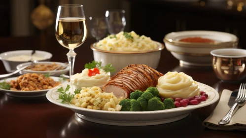 Exquisite Table Setting with Delicious Meal