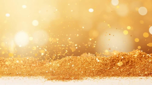Golden Glitter Background with Falling Particles