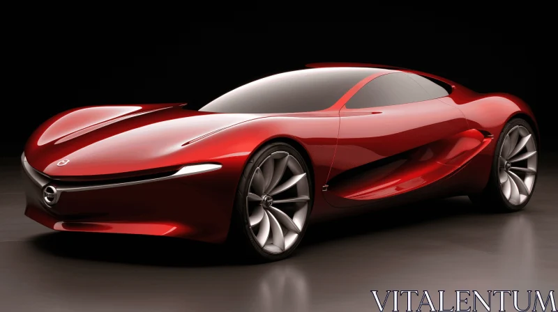 Luxurious Red Sports Car with Organic Nature-Inspired Forms AI Image