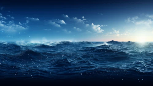 Powerful Seascape: Waves Crashing in Stormy Ocean