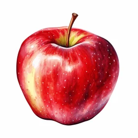 Realistic Watercolor Painting of an Apple | Detailed Background Elements