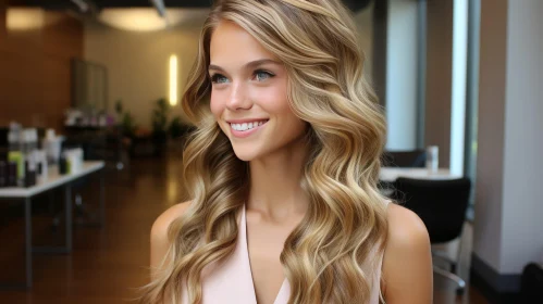 Smiling Woman Portrait in Pink Top