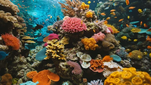 Vivid Coral Reef Under Sunlight