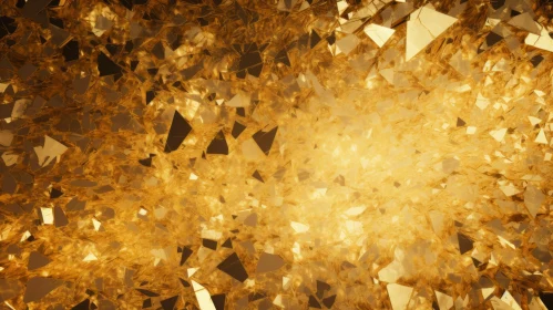 Golden Chaotic Shards - Abstract 3D Rendering