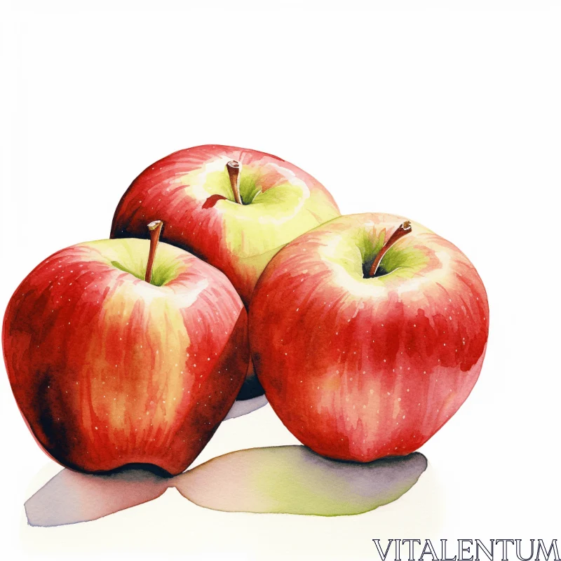 Realistic Watercolor Apples: Hyper-Detailed Still Life Illustrations AI Image