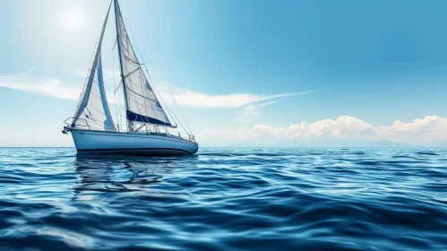 Tranquil Sailboat on Blue Sea