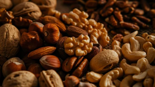 Assorted Nuts Close-up on Burlap Cloth