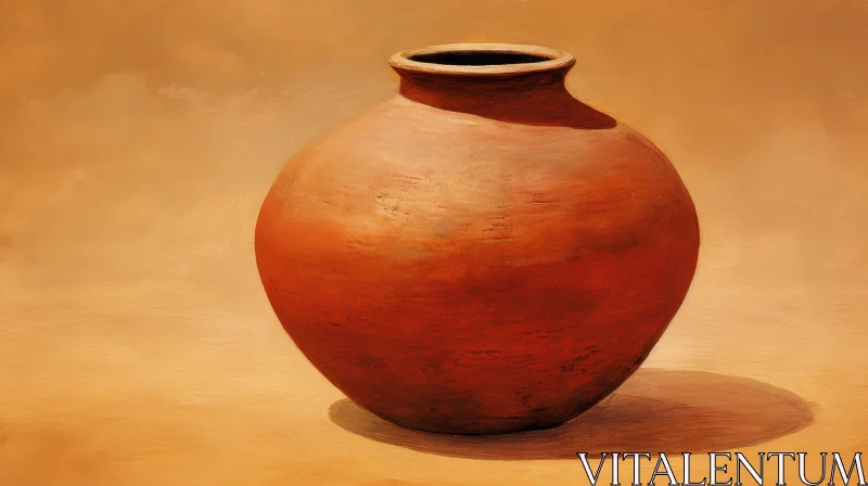AI ART Brown Clay Pot Painting on Gradient Background