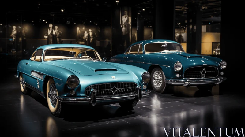 Captivating Display of Vintage Cars in a Modern Museum AI Image