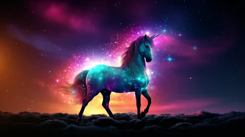 Majestic Unicorn in Clouds - Enchanting Fantasy Art