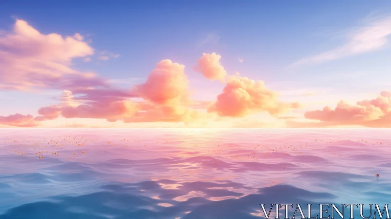 Tranquil Sunset Over Ocean - Beautiful Nature Scene AI Image