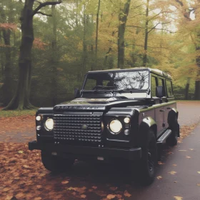 Black Land Rover in Autumn: Vintage Aesthetics and Regional Gothic