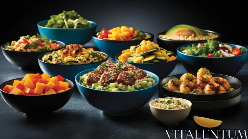 Colorful and Fresh Healthy Food Bowls AI Image