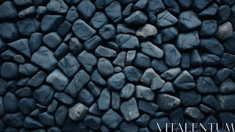 Dark Blue Stone Wall Close-Up AI Image