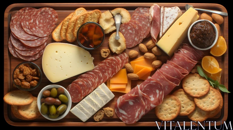 AI ART Delicious Charcuterie Board with Meats and Cheeses