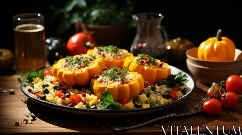 Delicious Stuffed Vegetables Plate with Bell Peppers AI Image