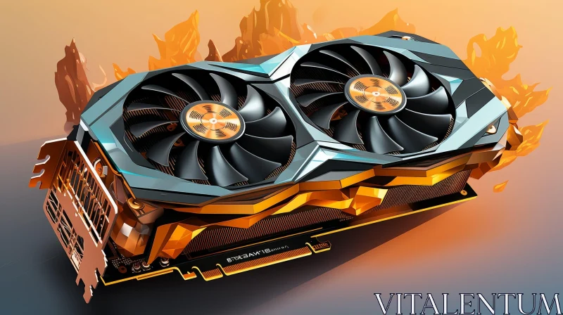 AI ART Detailed Modern Graphics Card with Fans and Heatsink