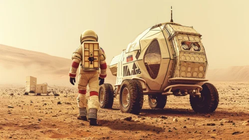 Exploring Mars: Astronaut in Spacesuit on Red Planet