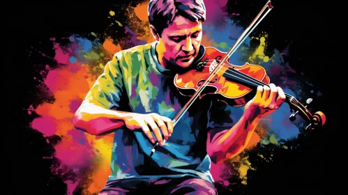 Man Playing Violin - Realistic Painting