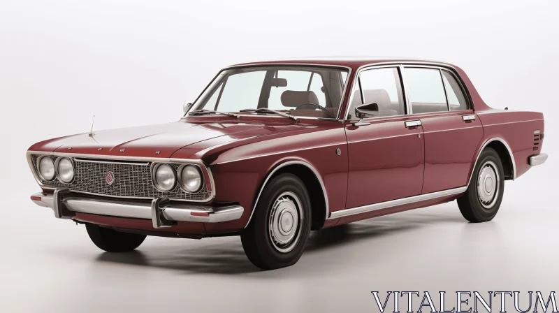 Opulent Vintage Car in Studio: Dark Crimson and Silver AI Image