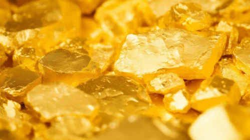 Shiny Gold Nugget Pile on Dark Background