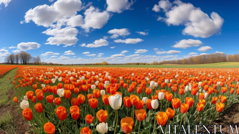 Beautiful Field of Blooming Tulips AI Image