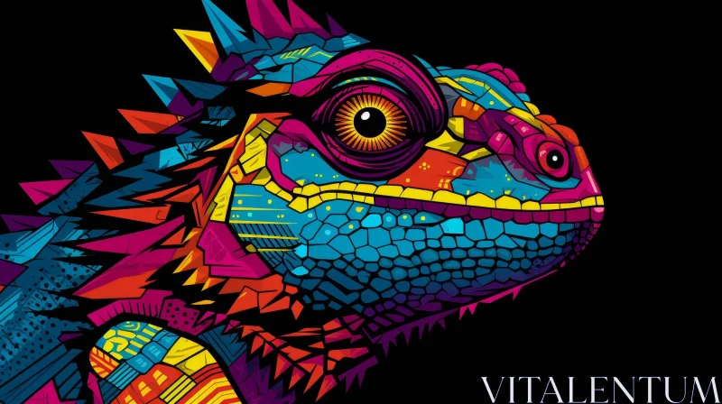 AI ART Colorful Lizard Digital Illustration