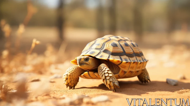 Desert Tortoise Crawling on Sand - Wildlife Encounter AI Image